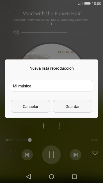 Introduce el nombre deseado de la lista de reproducción y pulsa Guardar. Introduce el nombre deseado de la lista de reproducción y pulsa Guardar.