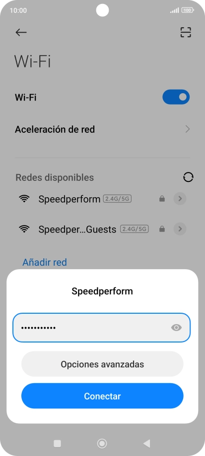 Introduce la contraseña de la red wifi y pulsa Conectar. Introduce la contraseña de la red wifi y pulsa Conectar.