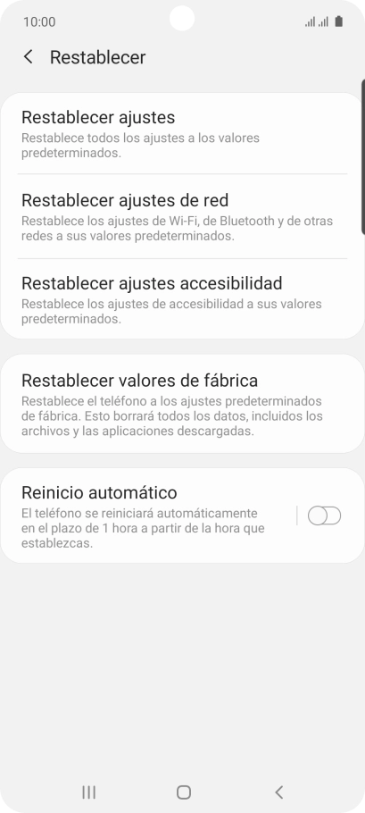 Pulsa Restablecer valores de fábrica. Pulsa Restablecer valores de fábrica.