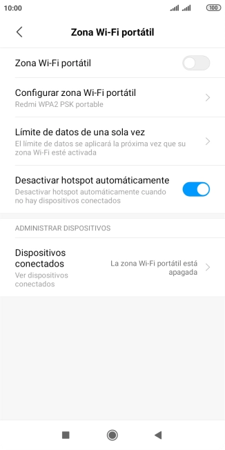 Pulsa Configurar zona Wi-Fi portátil. Pulsa Configurar zona Wi-Fi portátil.