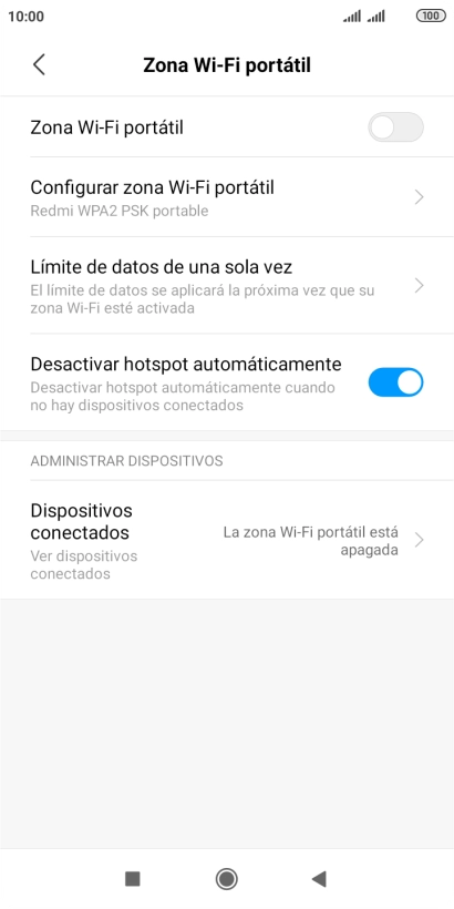 Pulsa Configurar zona Wi-Fi portátil. Pulsa Configurar zona Wi-Fi portátil.