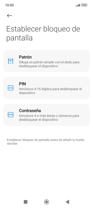 Pulsa el código de seguridad deseado. Pulsa el código de seguridad deseado.