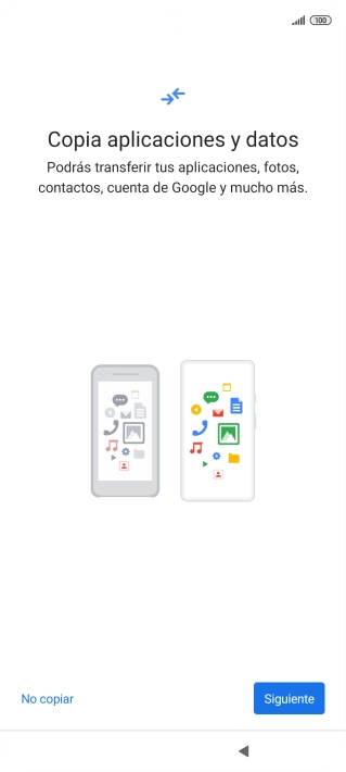 Puedes transferir el contenido de otro teléfono cuando activas tu teléfono por primera vez y cuando lo has restablecido. Cuando aparezca en la pantalla del teléfono esta imagen, ya está listo para la transmisión del contenido del otro teléfono. Puedes transferir el contenido de otro teléfono cuando activas tu teléfono por primera vez y cuando lo has restablecido. Cuando aparezca en la pantalla del teléfono esta imagen, ya está listo para la transmisión del contenido del otro teléfono.