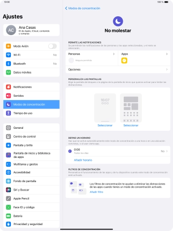 Pulsa Personas y sigue las indicaciones de la pantalla para seleccionar de qué contactos quieres recibir llamadas y notificaciones cuando No molestar está activado. Pulsa Personas y sigue las indicaciones de la pantalla para seleccionar de qué contactos quieres recibir llamadas y notificaciones cuando No molestar está activado.