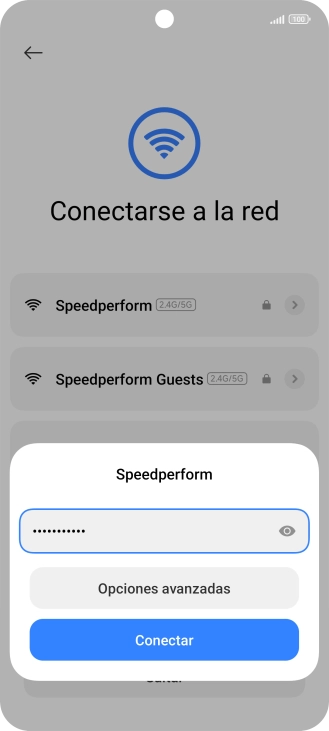 Introduce la contraseña de la red wifi y pulsa Conectar. Introduce la contraseña de la red wifi y pulsa Conectar.