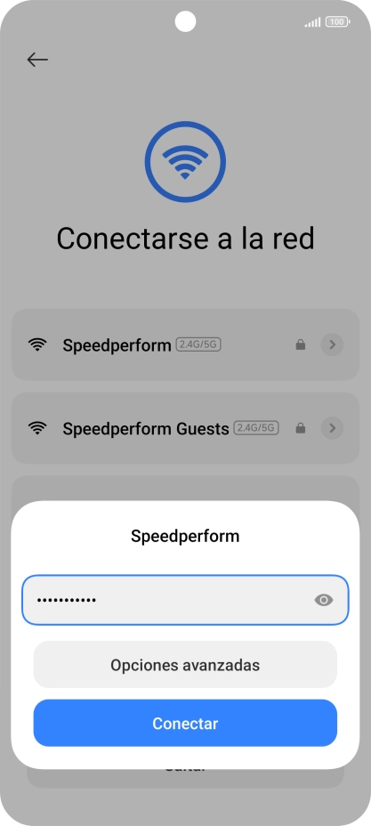 Introduce la contraseña de la red wifi y pulsa Conectar. Introduce la contraseña de la red wifi y pulsa Conectar.