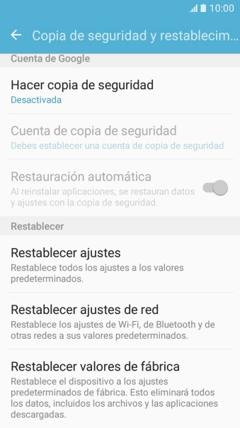 Pulsa Restablecer valores de fábrica. Pulsa Restablecer valores de fábrica.