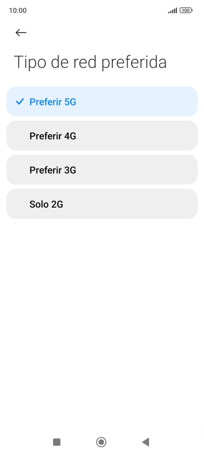 Pulsa el tipo de red deseado. Pulsa el tipo de red deseado.