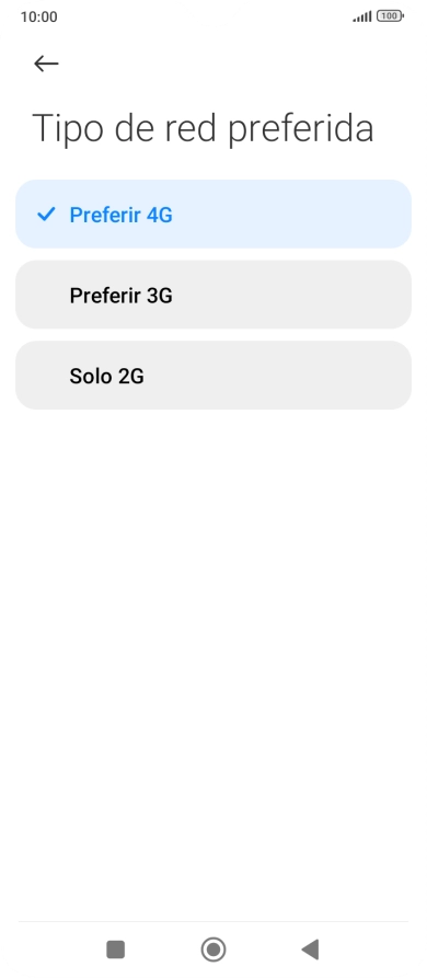 Pulsa el tipo de red deseado. Pulsa el tipo de red deseado.