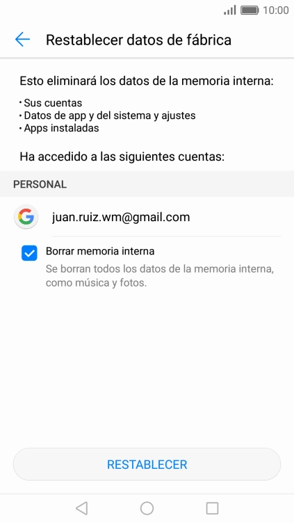 Pulsa RESTABLECER. Pulsa RESTABLECER.