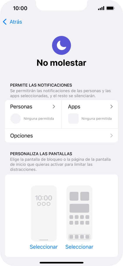 Pulsa Personas y sigue las indicaciones de la pantalla para seleccionar de qué contactos quieres recibir llamadas y notificaciones cuando No molestar está activado. Pulsa Personas y sigue las indicaciones de la pantalla para seleccionar de qué contactos quieres recibir llamadas y notificaciones cuando No molestar está activado.
