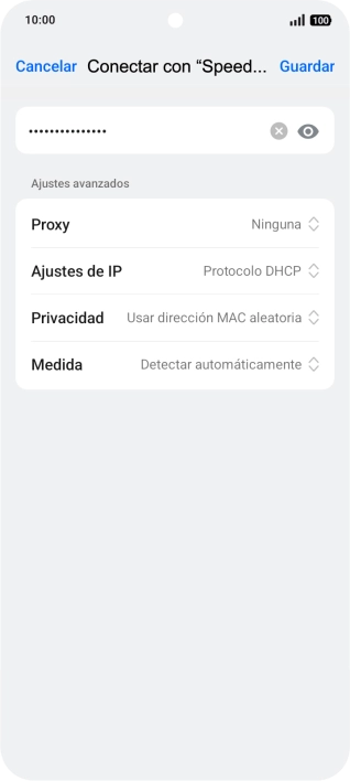 Introduce la contraseña de la red wifi y pulsa Guardar. Introduce la contraseña de la red wifi y pulsa Guardar.