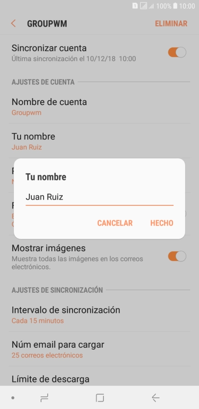Introduce el nombre deseado y pulsa HECHO. Introduce el nombre deseado y pulsa HECHO.