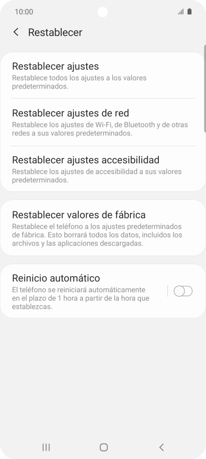 Pulsa Restablecer valores de fábrica. Pulsa Restablecer valores de fábrica.