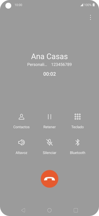 Pulsa el icono de finalizar llamada. Pulsa el icono de finalizar llamada.