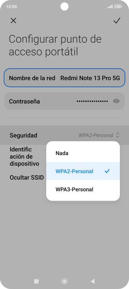 Pulsa WPA3-Personal para proteger la conexión wifi con una contraseña. Pulsa WPA3-Personal para proteger la conexión wifi con una contraseña.