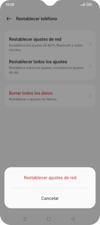 Pulsa Restablecer ajustes de red. Pulsa Restablecer ajustes de red.
