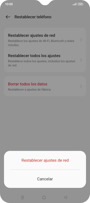 Pulsa Restablecer ajustes de red. Pulsa Restablecer ajustes de red.