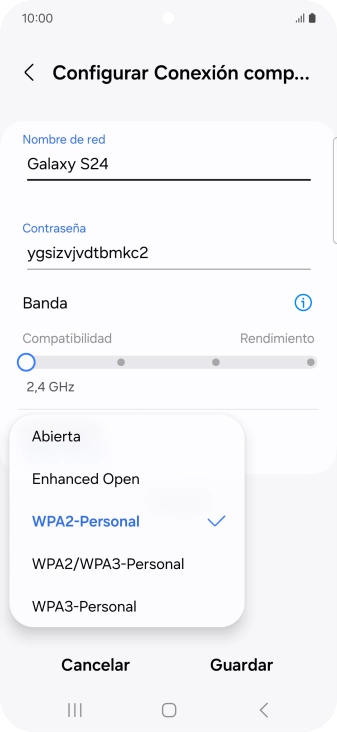 Pulsa WPA3-Personal para proteger la conexión wifi con una contraseña. Pulsa WPA3-Personal para proteger la conexión wifi con una contraseña.
