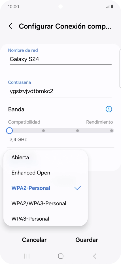 Pulsa WPA3-Personal para proteger la conexión wifi con una contraseña. Pulsa WPA3-Personal para proteger la conexión wifi con una contraseña.