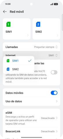 Pulsa la SIM de la línea móvil deseada. Pulsa la SIM de la línea móvil deseada.