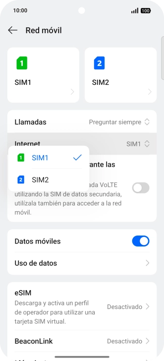 Pulsa la SIM de la línea móvil deseada. Pulsa la SIM de la línea móvil deseada.