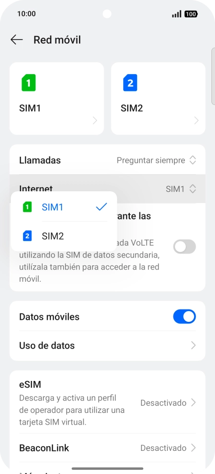 Pulsa la SIM de la línea móvil deseada. Pulsa la SIM de la línea móvil deseada.