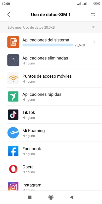 El consumo total de datos se visualiza ahora en la pantalla. El consumo total de datos se visualiza ahora en la pantalla.