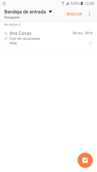 Pulsa el icono de nuevo correo electrónico. Pulsa el icono de nuevo correo electrónico.