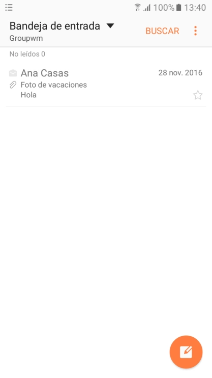 Pulsa el icono de nuevo correo electrónico. Pulsa el icono de nuevo correo electrónico.