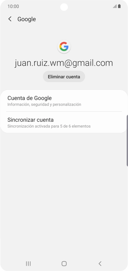Pulsa Sincronizar cuenta. Pulsa Sincronizar cuenta.