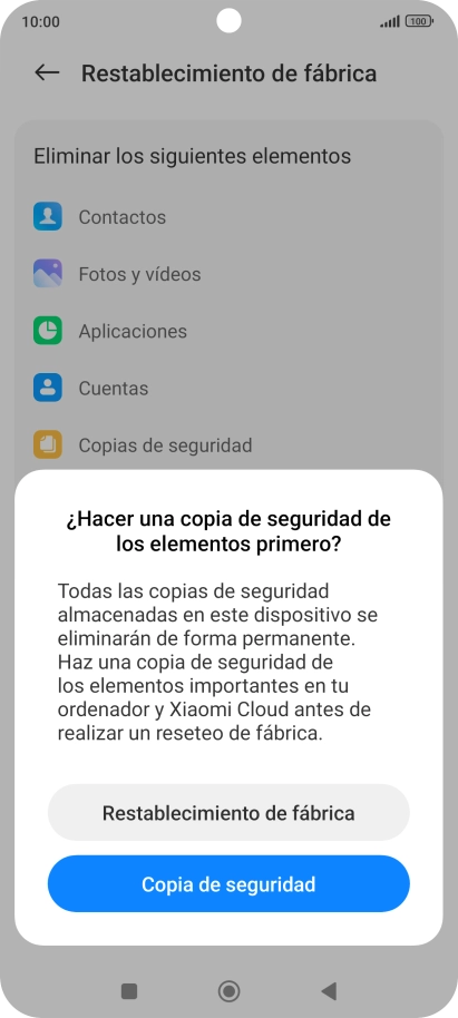 Pulsa Restablecimiento de fábrica. Pulsa Restablecimiento de fábrica.