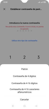 Pulsa el código de seguridad deseado y sigue las indicaciones de la pantalla para crear un código de seguridad del teléfono adicional. Pulsa el código de seguridad deseado y sigue las indicaciones de la pantalla para crear un código de seguridad del teléfono adicional.