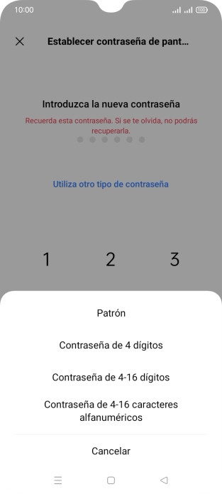 Pulsa el código de seguridad deseado y sigue las indicaciones de la pantalla para crear un código de seguridad del teléfono adicional. Pulsa el código de seguridad deseado y sigue las indicaciones de la pantalla para crear un código de seguridad del teléfono adicional.