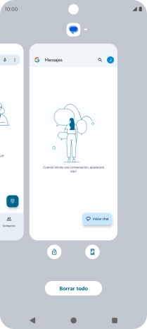 Para cerrar una sola aplicación en ejecución, desliza el dedo hacia arriba sobre la aplicación deseada. Para cerrar una sola aplicación en ejecución, desliza el dedo hacia arriba sobre la aplicación deseada.
