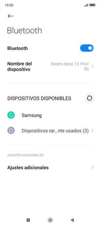 Pulsa el dispositivo Bluetooth deseado y sigue las indicaciones de la pantalla para vincular el dispositivo al teléfono. Pulsa el dispositivo Bluetooth deseado y sigue las indicaciones de la pantalla para vincular el dispositivo al teléfono.
