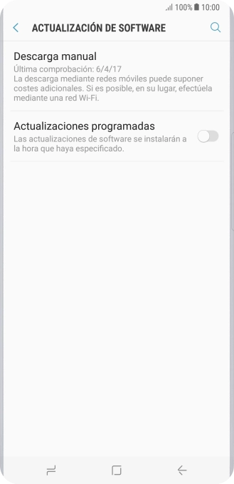 Pulsa Descarga manual. Si hay una versión de software nueva disponible, aparecerá ahora en la pantalla. Sigue las indicaciones de la pantalla para actualizar el software del teléfono. Pulsa Descarga manual. Si hay una versión de software nueva disponible, aparecerá ahora en la pantalla. Sigue las indicaciones de la pantalla para actualizar el software del teléfono.