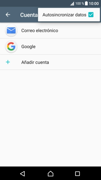 Pulsa Autosincronizar datos para activar o desactivar la función. Pulsa Autosincronizar datos para activar o desactivar la función.