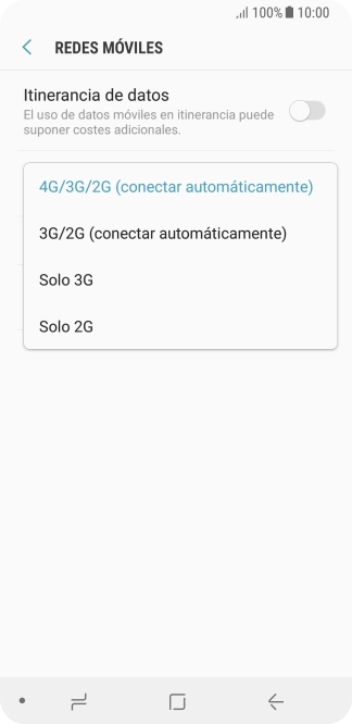 Pulsa el tipo de red deseado. Pulsa el tipo de red deseado.