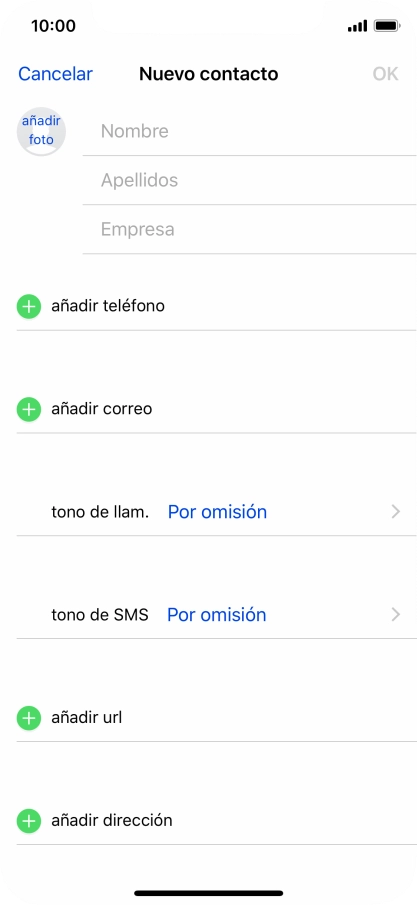 Pulsa Nombre e introduce el nombre. Pulsa Nombre e introduce el nombre.