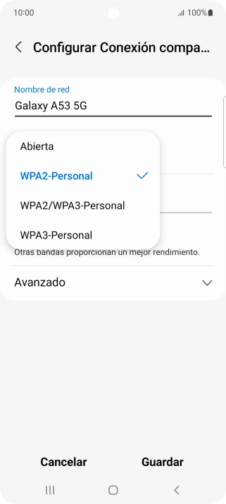 Pulsa WPA3-Personal para proteger la conexión wifi con una contraseña. Pulsa WPA3-Personal para proteger la conexión wifi con una contraseña.