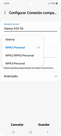 Pulsa WPA3-Personal para proteger la conexión wifi con una contraseña. Pulsa WPA3-Personal para proteger la conexión wifi con una contraseña.