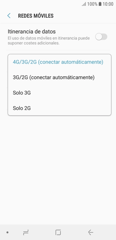 Pulsa el tipo de red deseado. Pulsa el tipo de red deseado.