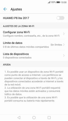 Pulsa Configurar zona Wi-Fi. Pulsa Configurar zona Wi-Fi.