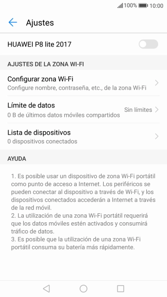 Pulsa Configurar zona Wi-Fi. Pulsa Configurar zona Wi-Fi.