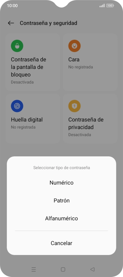 Pulsa el código de seguridad deseado y sigue las indicaciones de la pantalla para crear un código de seguridad del teléfono adicional. Pulsa el código de seguridad deseado y sigue las indicaciones de la pantalla para crear un código de seguridad del teléfono adicional.