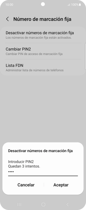 Introduce el código PIN2 y pulsa Aceptar. Introduce el código PIN2 y pulsa Aceptar.