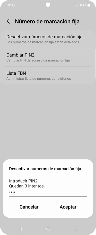 Introduce el código PIN2 y pulsa Aceptar. Introduce el código PIN2 y pulsa Aceptar.