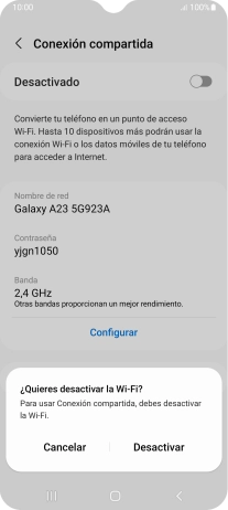 Si la función de wifi está activada, pulsa Desactivar. Si la función de wifi está activada, pulsa Desactivar.