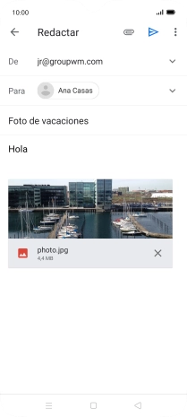 Pulsa el icono de envío cuando termines de escribir el correo electrónico. Pulsa el icono de envío cuando termines de escribir el correo electrónico.